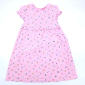J. Khaki Kids Floral Butterfly Print Ruffle Empire Waist Dress Pink 6